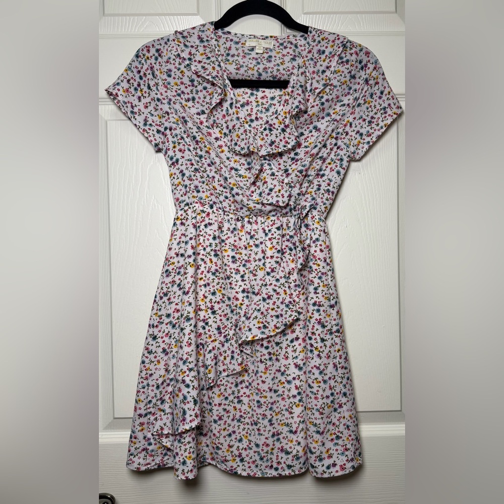 Chelsea & Violet Kids Dress - White with Multicolor Floral